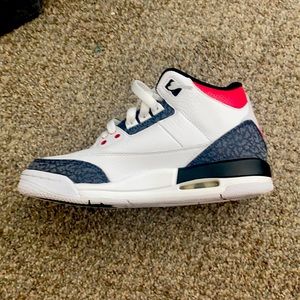 size 4.5, red, black, grey and white jordan 3s <3